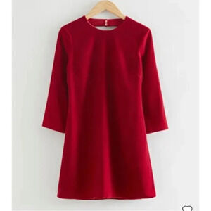 NWT & Other Stories Red Velvet A-Line Open Back Mini Party Dress size 2